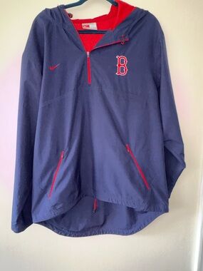 Nike Boston Red Sox Pullover Jacket Windbreaker Navy Red Men’s M